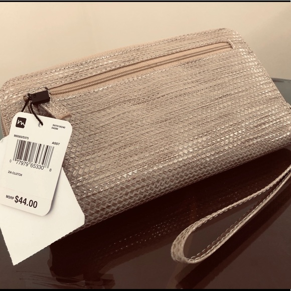 NWT MUNDI Creme/Gold Womens Clutch - Picture 9 of 12